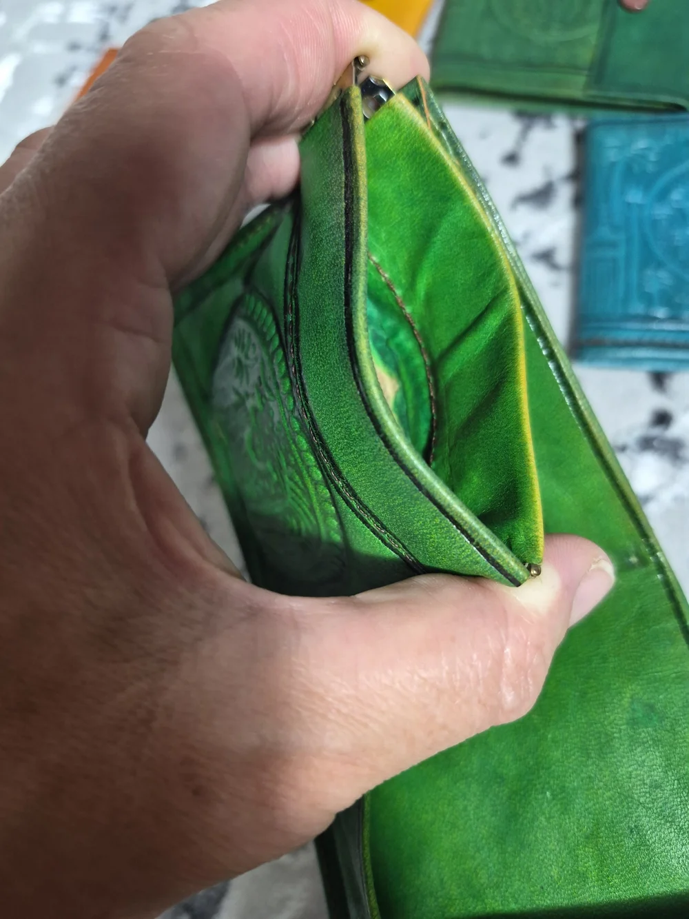 Moroccan Wallet Genuine Leather Bifold Coin Handmade Pocket Unisex Small